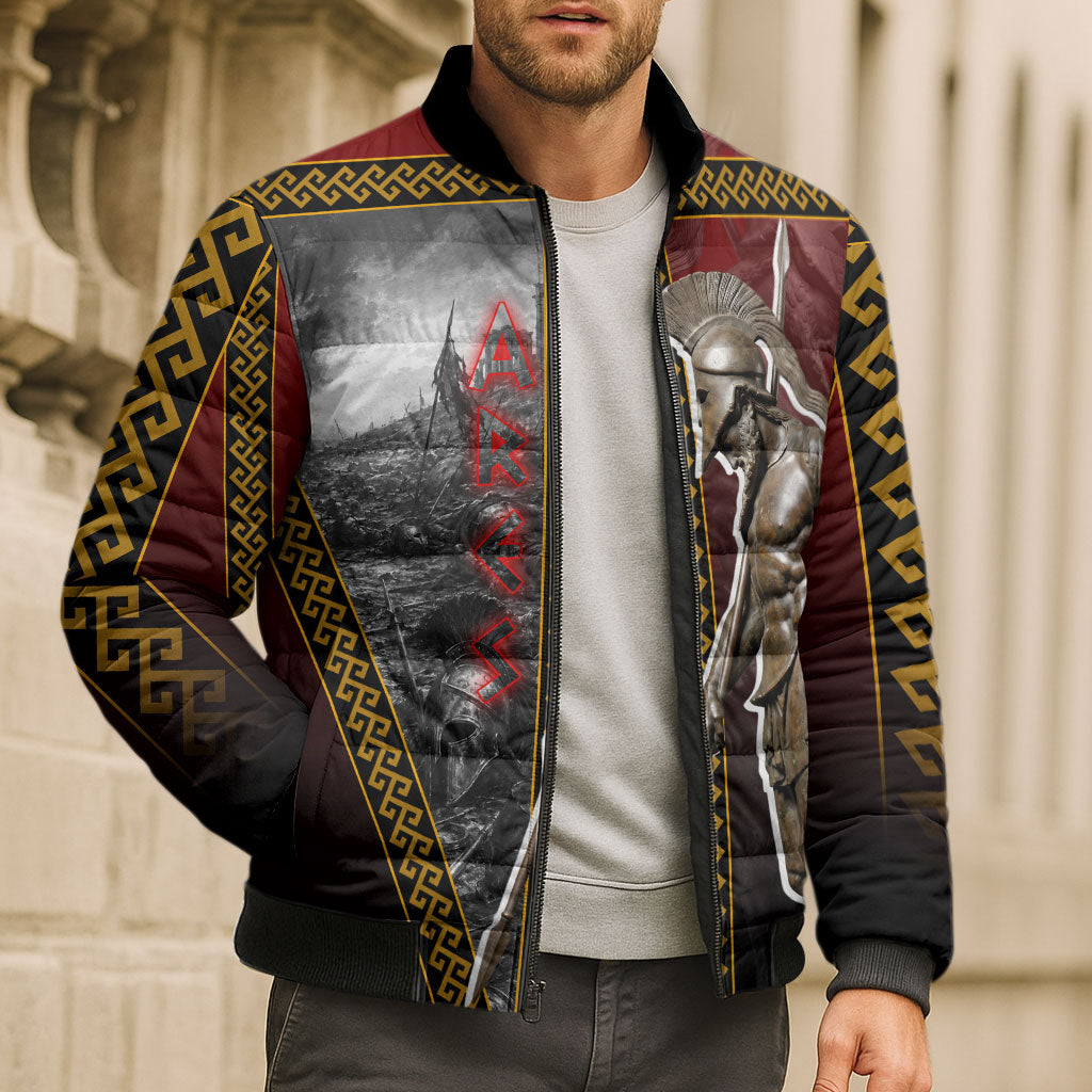 Ares Greek God Of War Bomber Puffer Jacket Warrior Ancient Greek Mythology Art