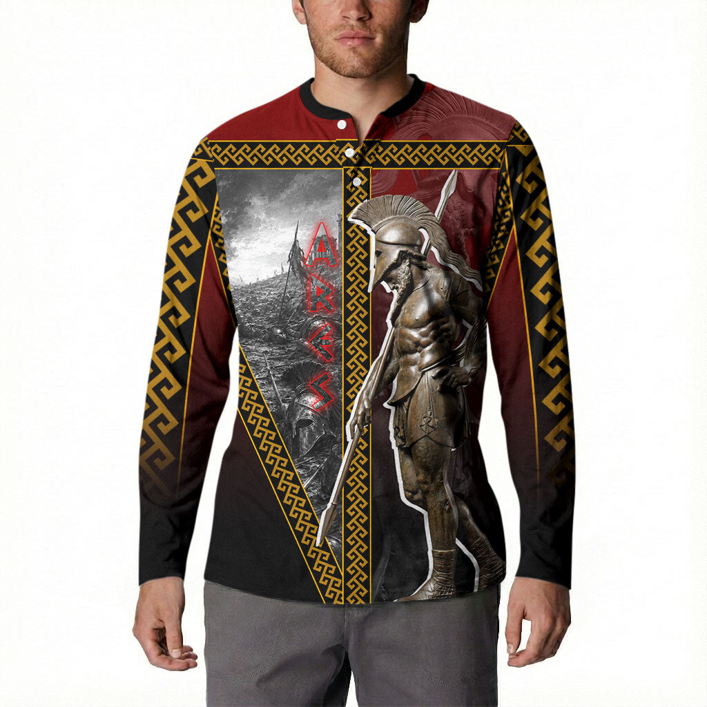 Ares Greek God Of War Button Sweatshirt Warrior Ancient Greek Mythology Art