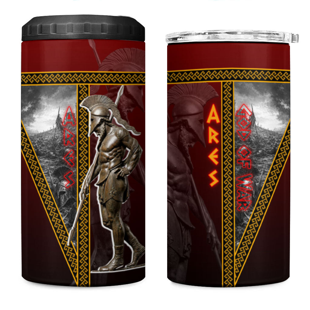 Ares Greek God Of War 4 in 1 Can Cooler Tumbler Warrior Ancient Greek Mythology Art