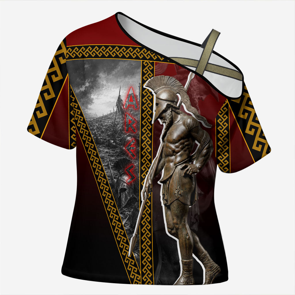 Ares Greek God Of War Cross Shoulder Shirt Warrior Ancient Greek Mythology Art