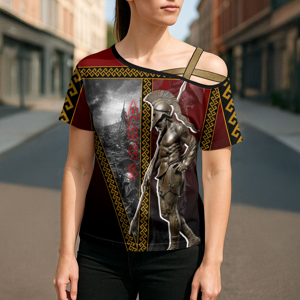 Ares Greek God Of War Cross Shoulder Shirt Warrior Ancient Greek Mythology Art