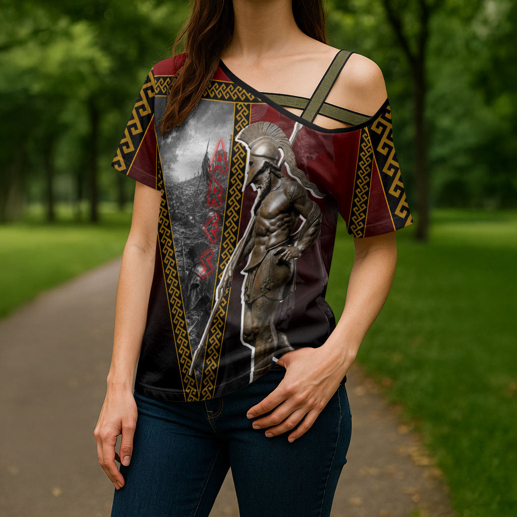 Ares Greek God Of War Cross Shoulder Shirt Warrior Ancient Greek Mythology Art
