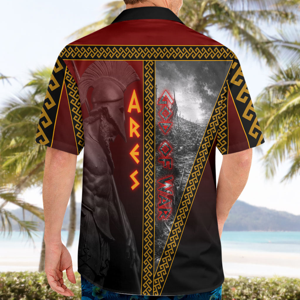 Ares Greek God Of War Hawaiian Shirt Warrior Ancient Greek Mythology Art