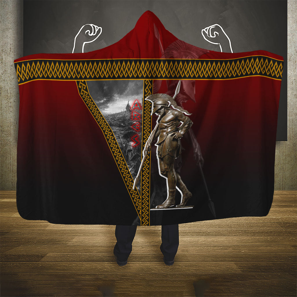 Ares Greek God Of War Hooded Blanket Warrior Ancient Greek Mythology Art
