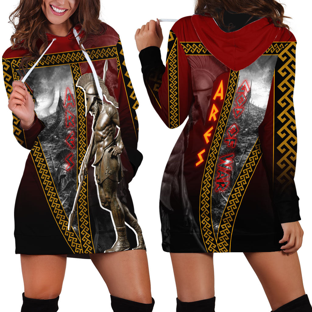 Ares Greek God Of War Hoodie Dress Warrior Ancient Greek Mythology Art