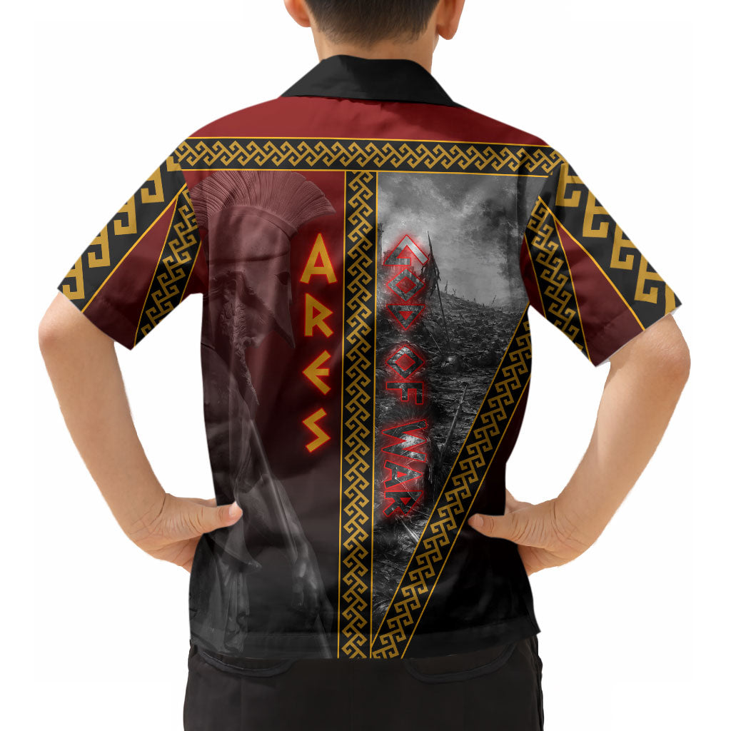 Ares Greek God Of War Kid Hawaiian Shirt Warrior Ancient Greek Mythology Art
