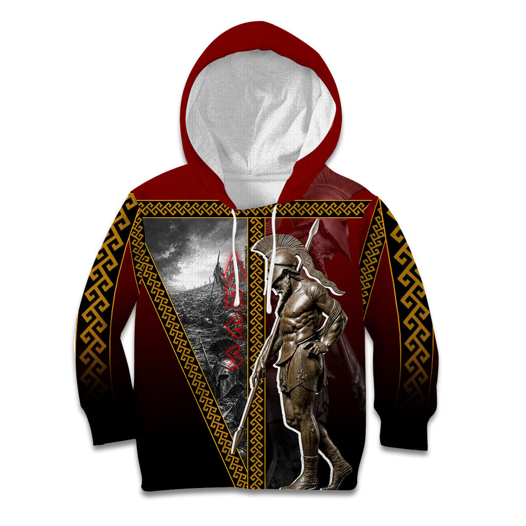 Ares Greek God Of War Kid Hoodie Warrior Ancient Greek Mythology Art