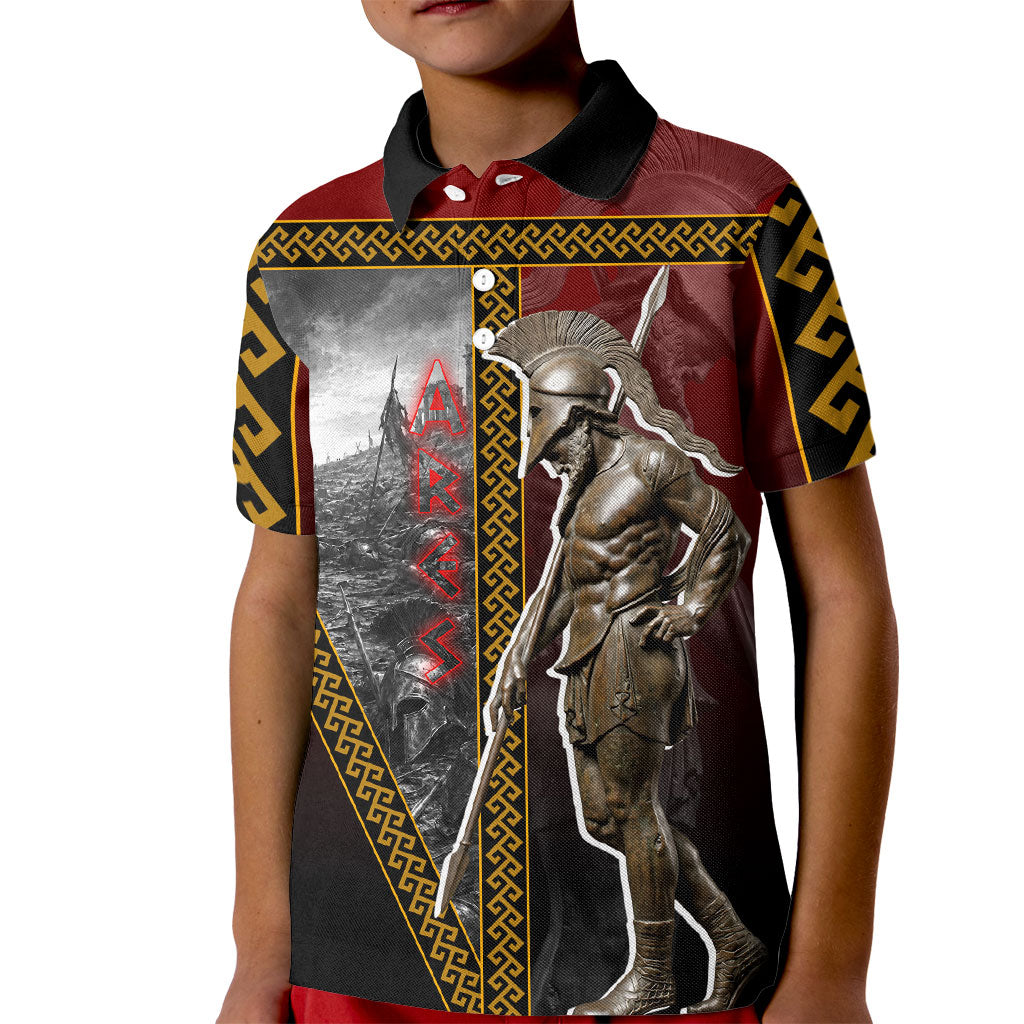 Ares Greek God Of War Kid Polo Shirt Warrior Ancient Greek Mythology Art