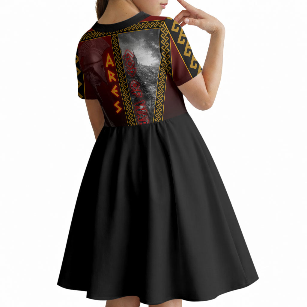 Ares Greek God Of War Kid Short Sleeve Dress Warrior Ancient Greek Mythology Art