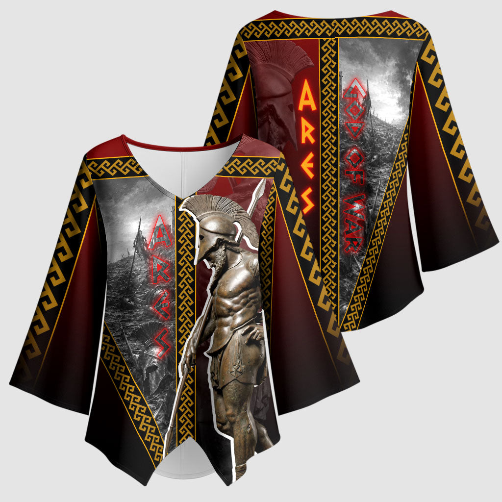 Ares Greek God Of War Kimono Sleeve Blouse Warrior Ancient Greek Mythology Art