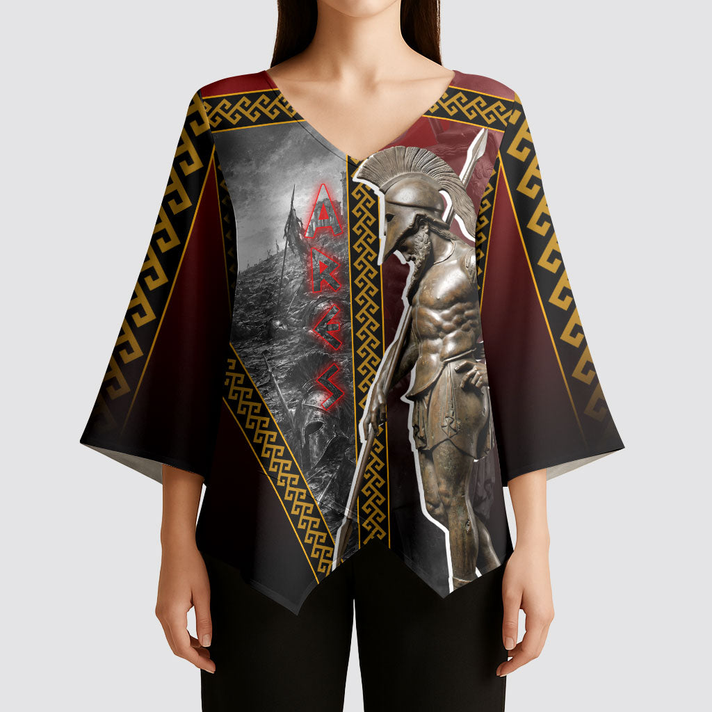 Ares Greek God Of War Kimono Sleeve Blouse Warrior Ancient Greek Mythology Art