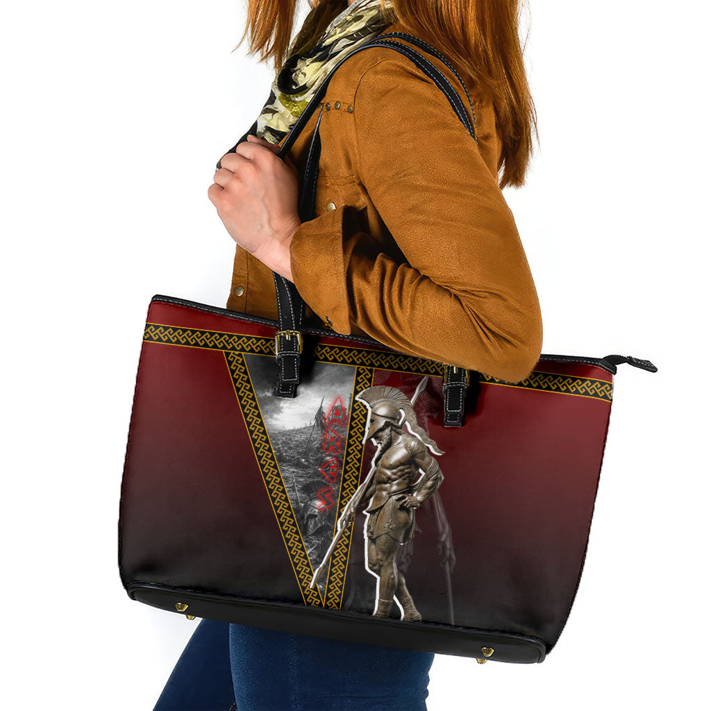 Ares Greek God Of War Leather Tote Bag Warrior Ancient Greek Mythology Art