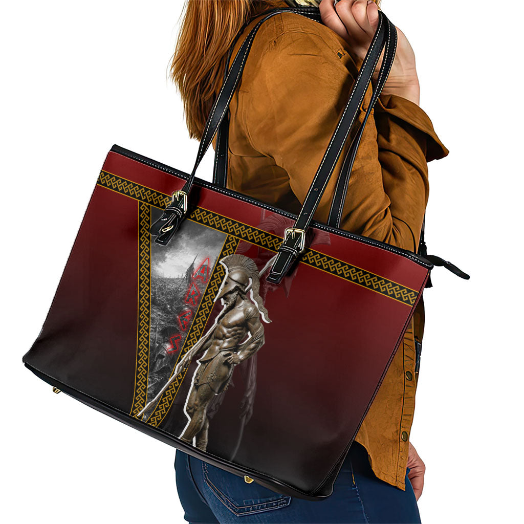 Ares Greek God Of War Leather Tote Bag Warrior Ancient Greek Mythology Art