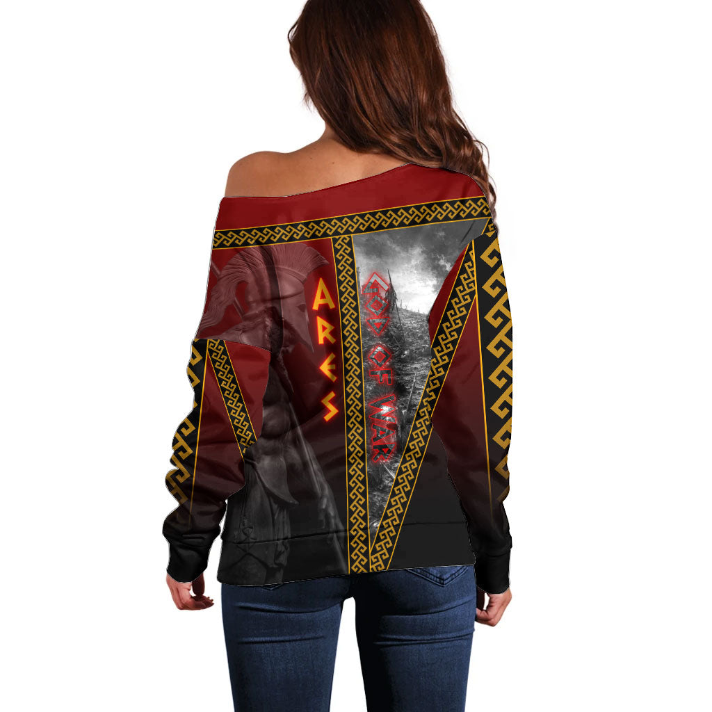 Ares Greek God Of War Off Shoulder Sweater Warrior Ancient Greek Mythology Art
