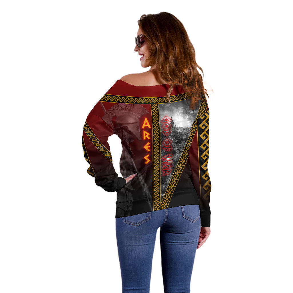 Ares Greek God Of War Off Shoulder Sweater Warrior Ancient Greek Mythology Art