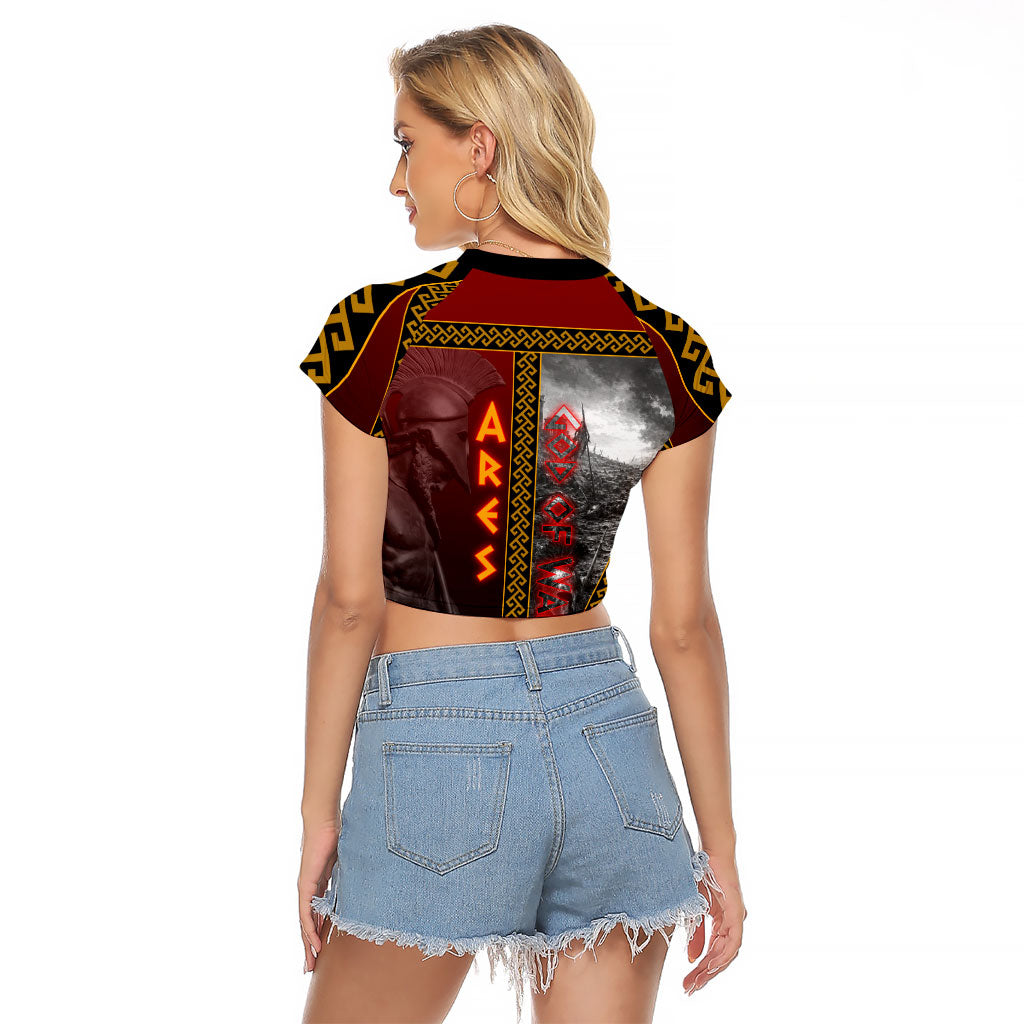 Ares Greek God Of War Raglan Cropped T Shirt Warrior Ancient Greek Mythology Art