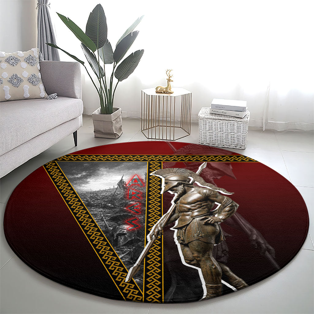Ares Greek God Of War Round Carpet Warrior Ancient Greek Mythology Art