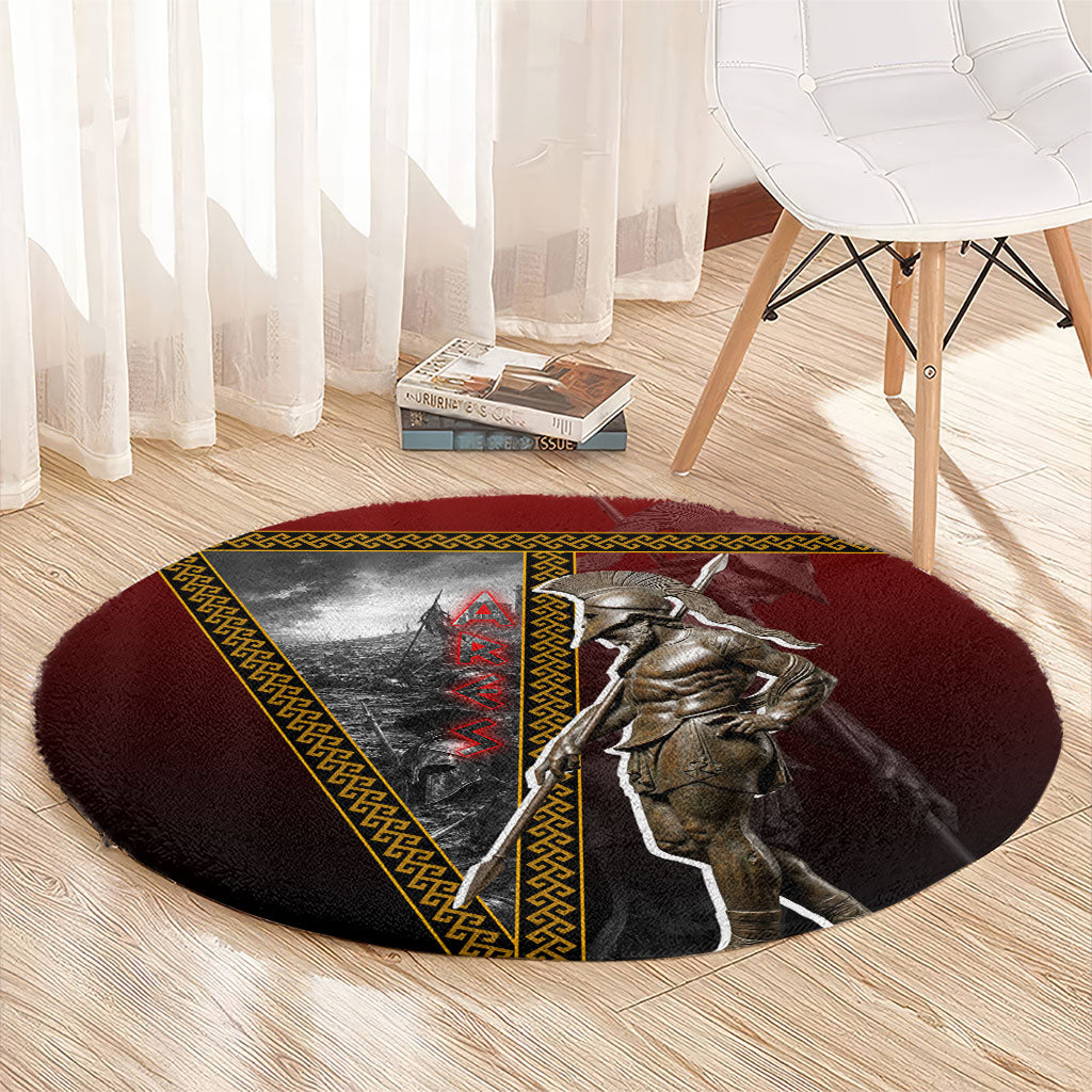 Ares Greek God Of War Round Carpet Warrior Ancient Greek Mythology Art