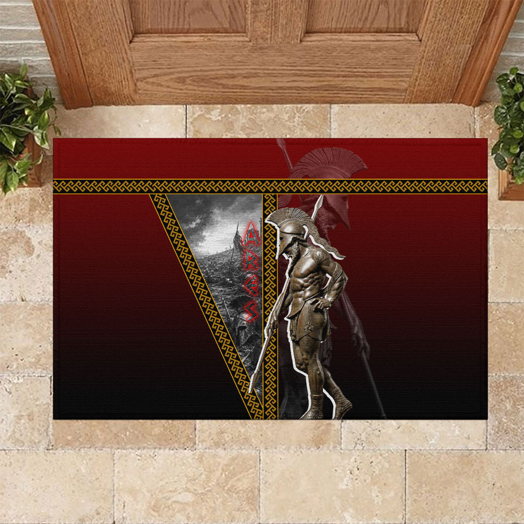 Ares Greek God Of War Rubber Doormat Warrior Ancient Greek Mythology Art