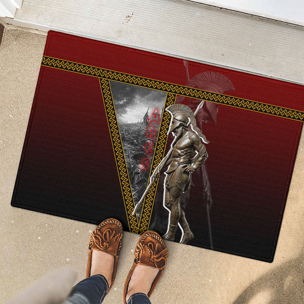 Ares Greek God Of War Rubber Doormat Warrior Ancient Greek Mythology Art