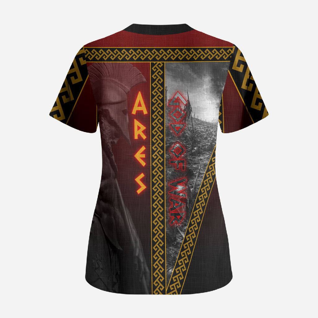 Ares Greek God Of War Scrub Top Warrior Ancient Greek Mythology Art