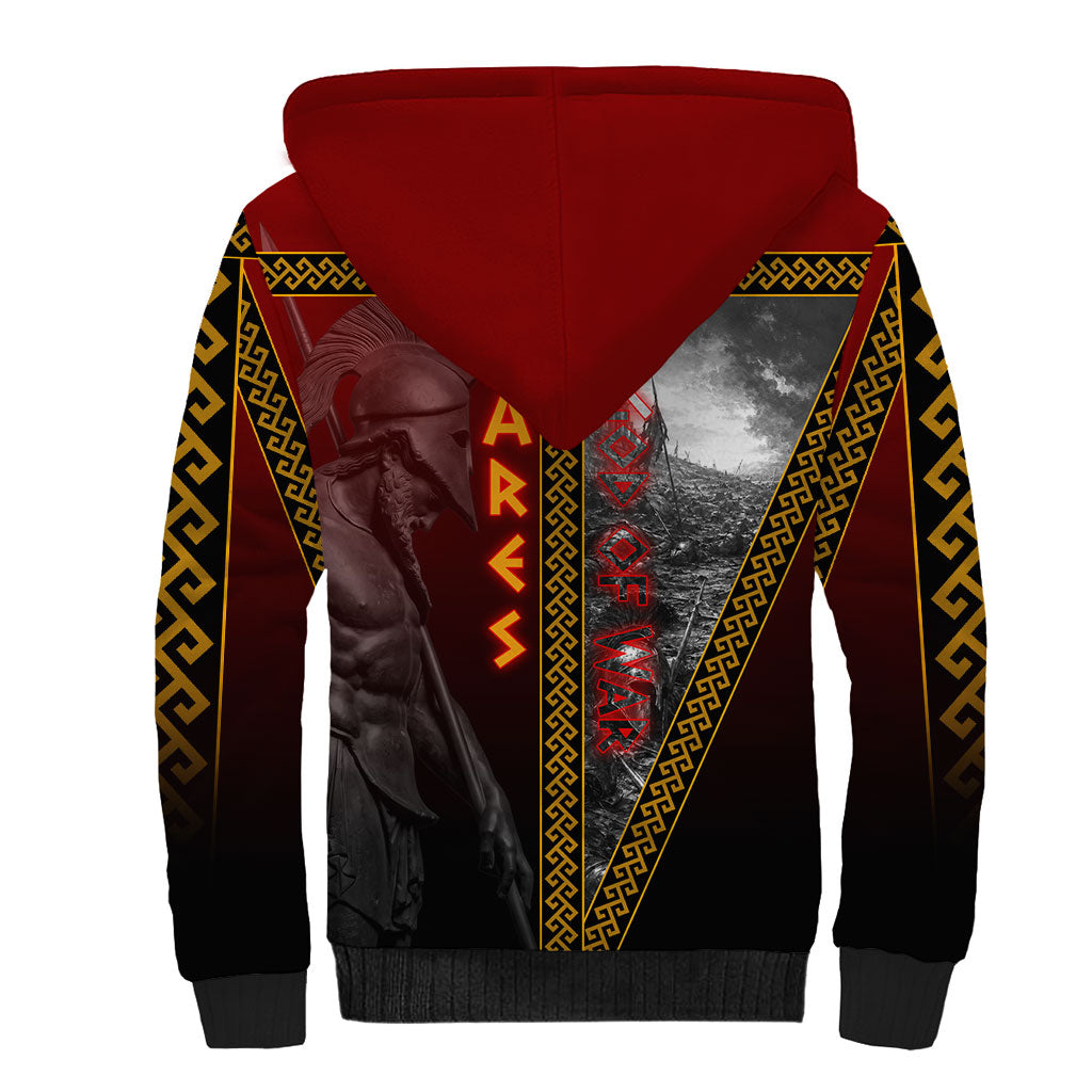 Ares Greek God Of War Sherpa Hoodie Warrior Ancient Greek Mythology Art