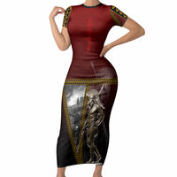 Ares Greek God Of War Short Sleeve Bodycon Dress Warrior Ancient Greek Mythology Art