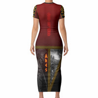 Ares Greek God Of War Short Sleeve Bodycon Dress Warrior Ancient Greek Mythology Art