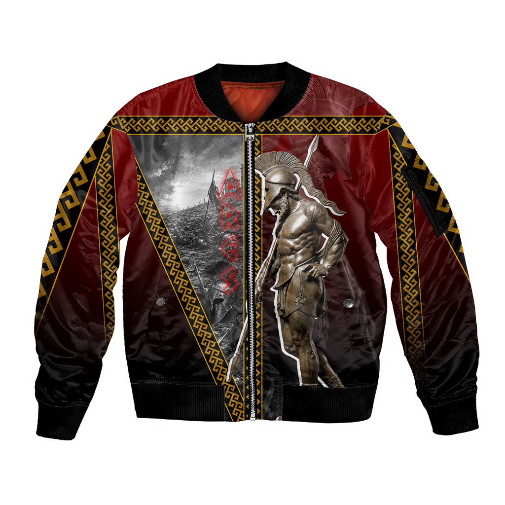 Ares Greek God Of War Sleeve Zip Bomber Jacket Warrior Ancient Greek Mythology Art