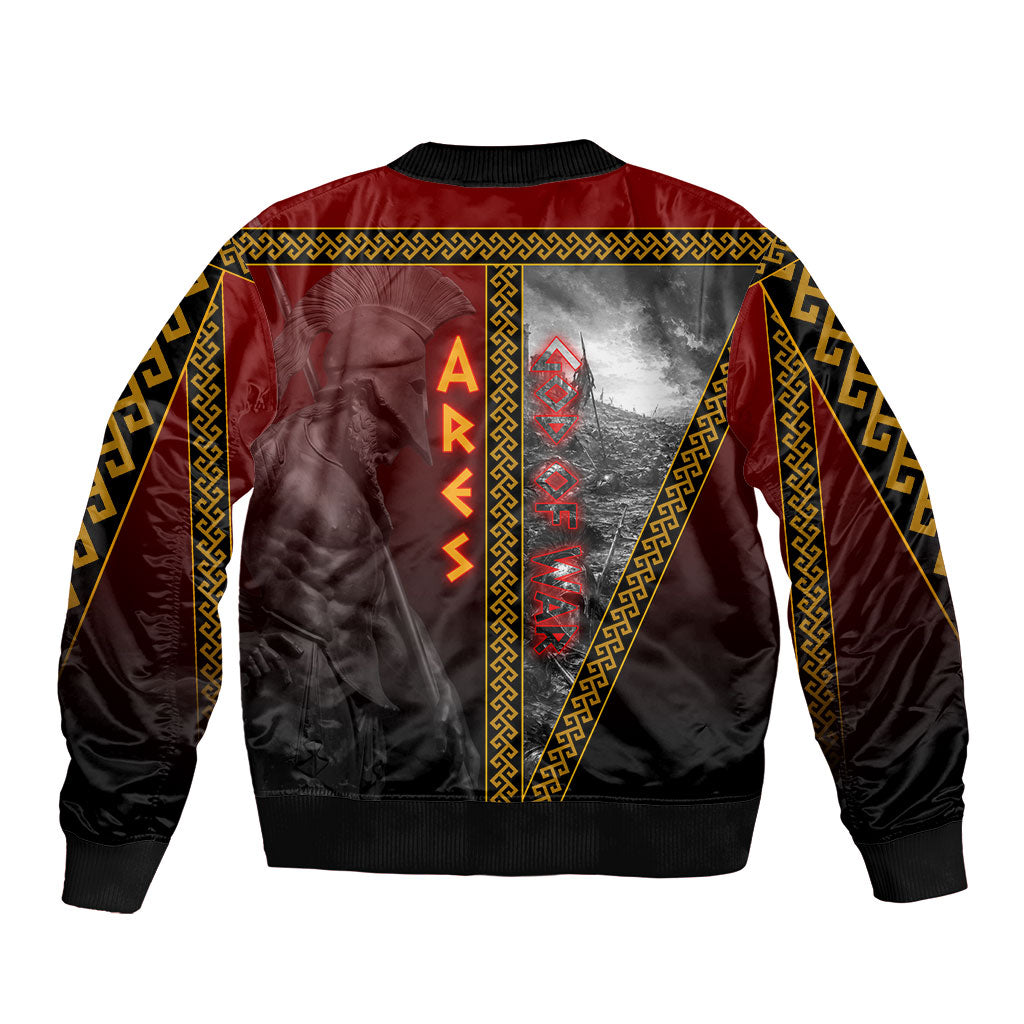 Ares Greek God Of War Sleeve Zip Bomber Jacket Warrior Ancient Greek Mythology Art