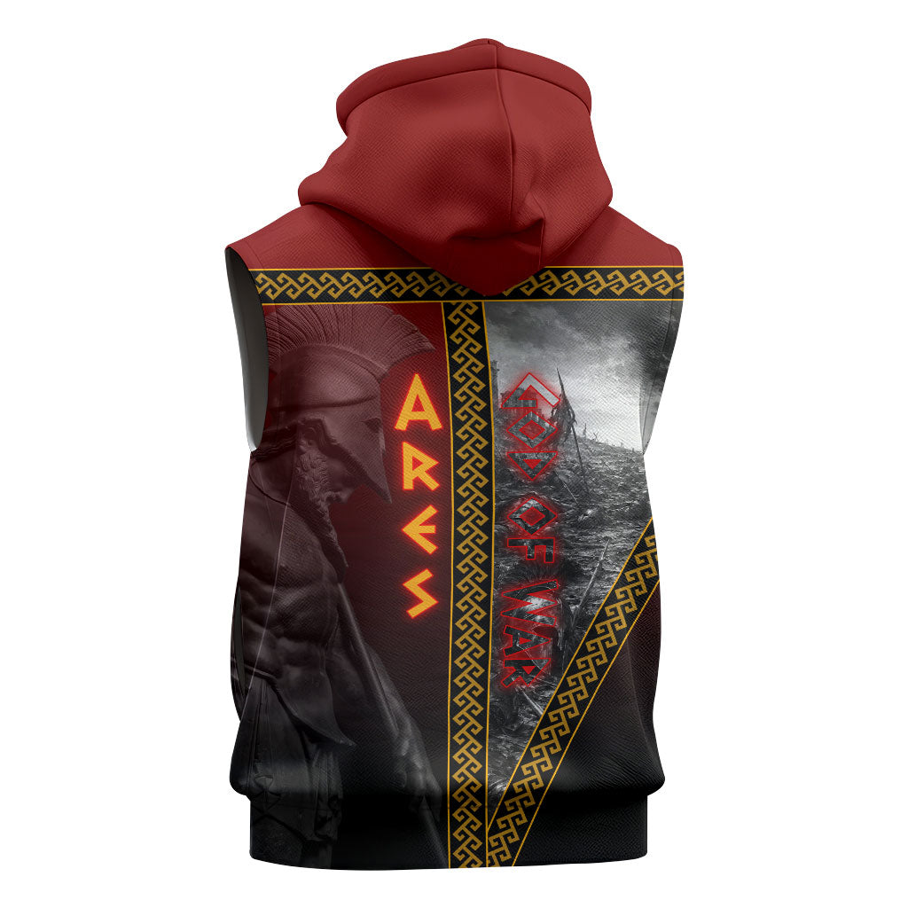 Ares Greek God Of War Sleeveless Hoodie Warrior Ancient Greek Mythology Art