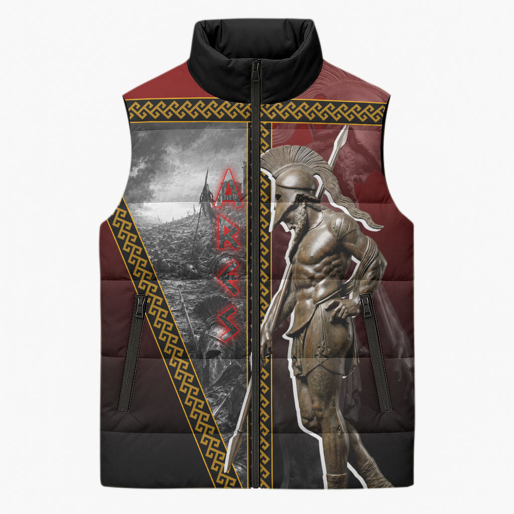 Ares Greek God Of War Sleeveless Puffer Jacket Warrior Ancient Greek Mythology Art