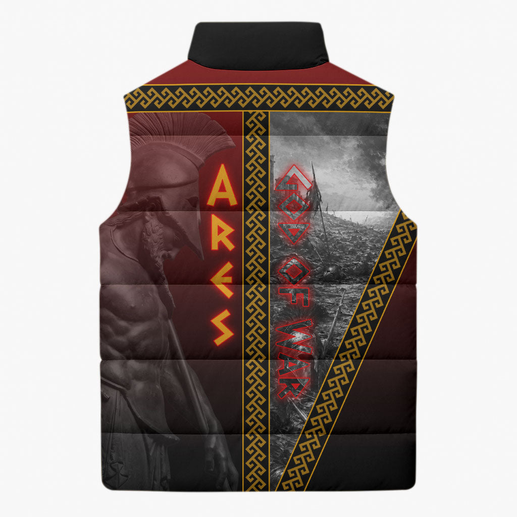 Ares Greek God Of War Sleeveless Puffer Jacket Warrior Ancient Greek Mythology Art