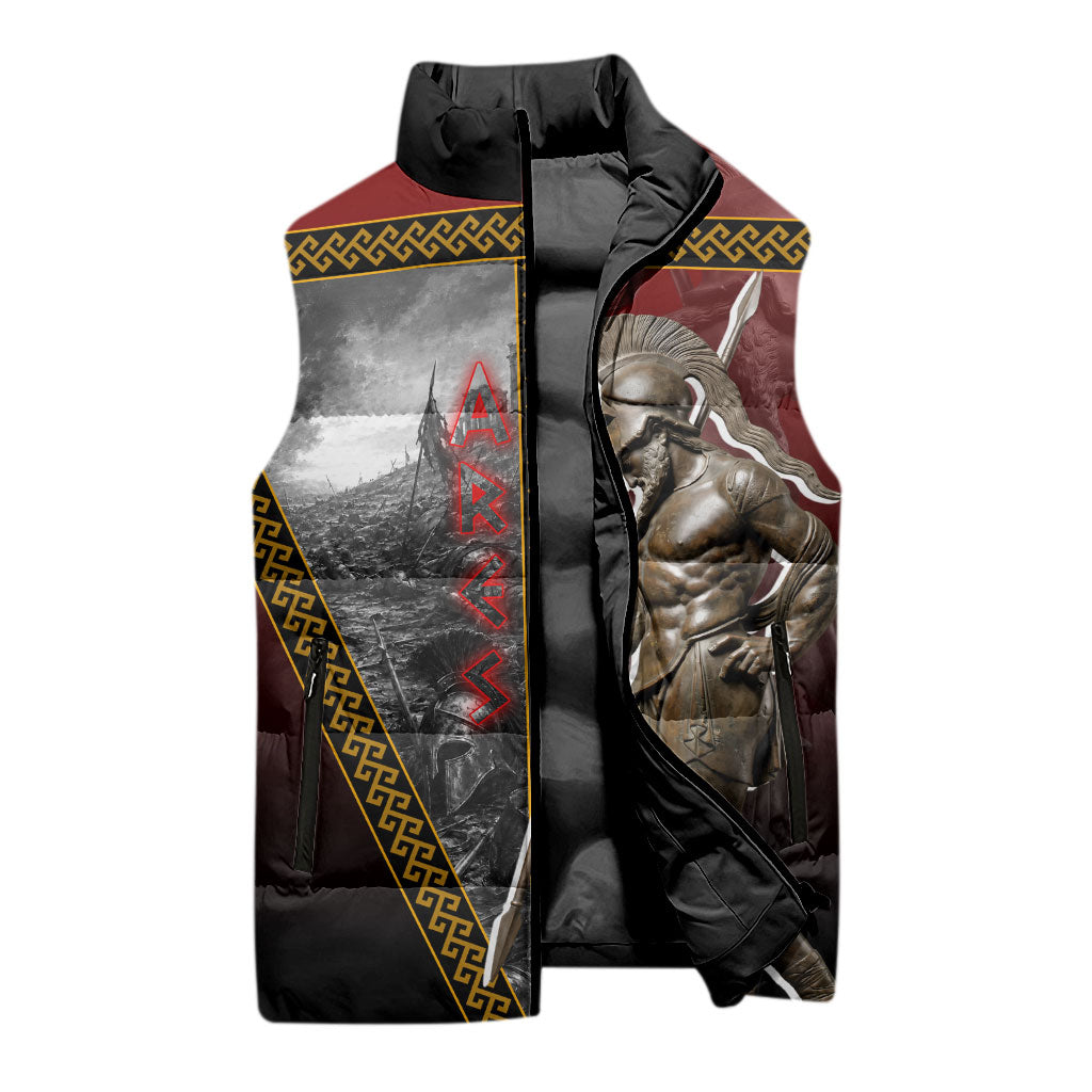 Ares Greek God Of War Sleeveless Puffer Jacket Warrior Ancient Greek Mythology Art