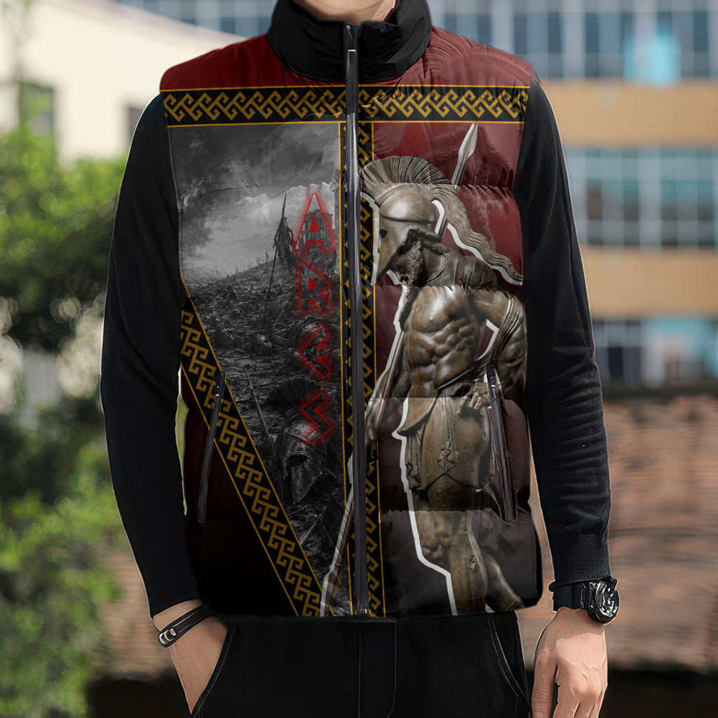 Ares Greek God Of War Sleeveless Puffer Jacket Warrior Ancient Greek Mythology Art