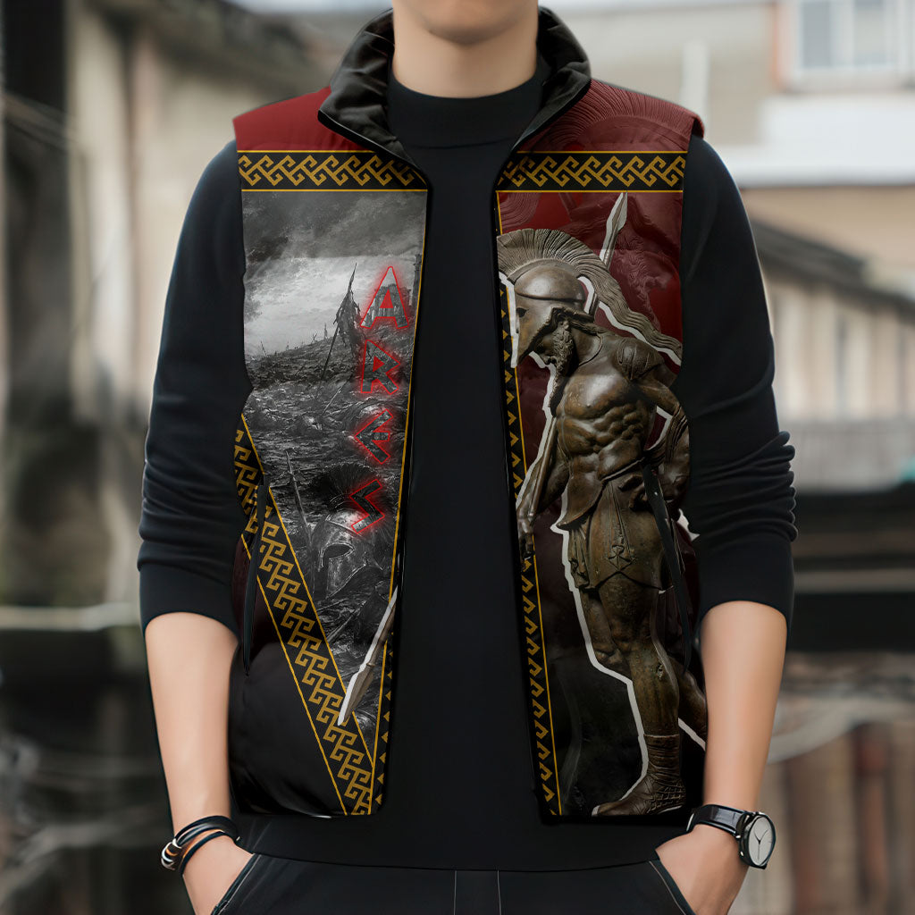 Ares Greek God Of War Sleeveless Puffer Jacket Warrior Ancient Greek Mythology Art