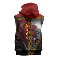 Ares Greek God Of War Sleeveless Zip Hoodie Warrior Ancient Greek Mythology Art