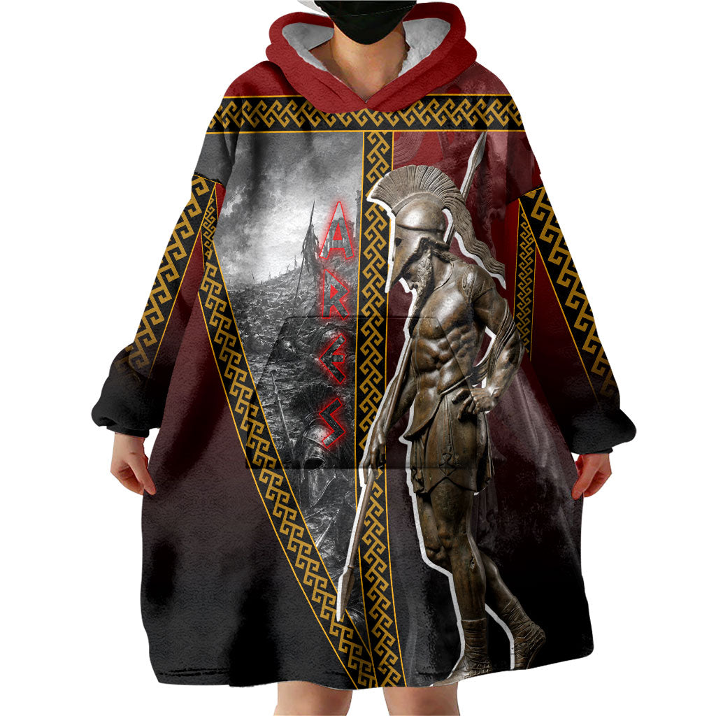 Ares Greek God Of War Wearable Blanket Hoodie Warrior Ancient Greek Mythology Art