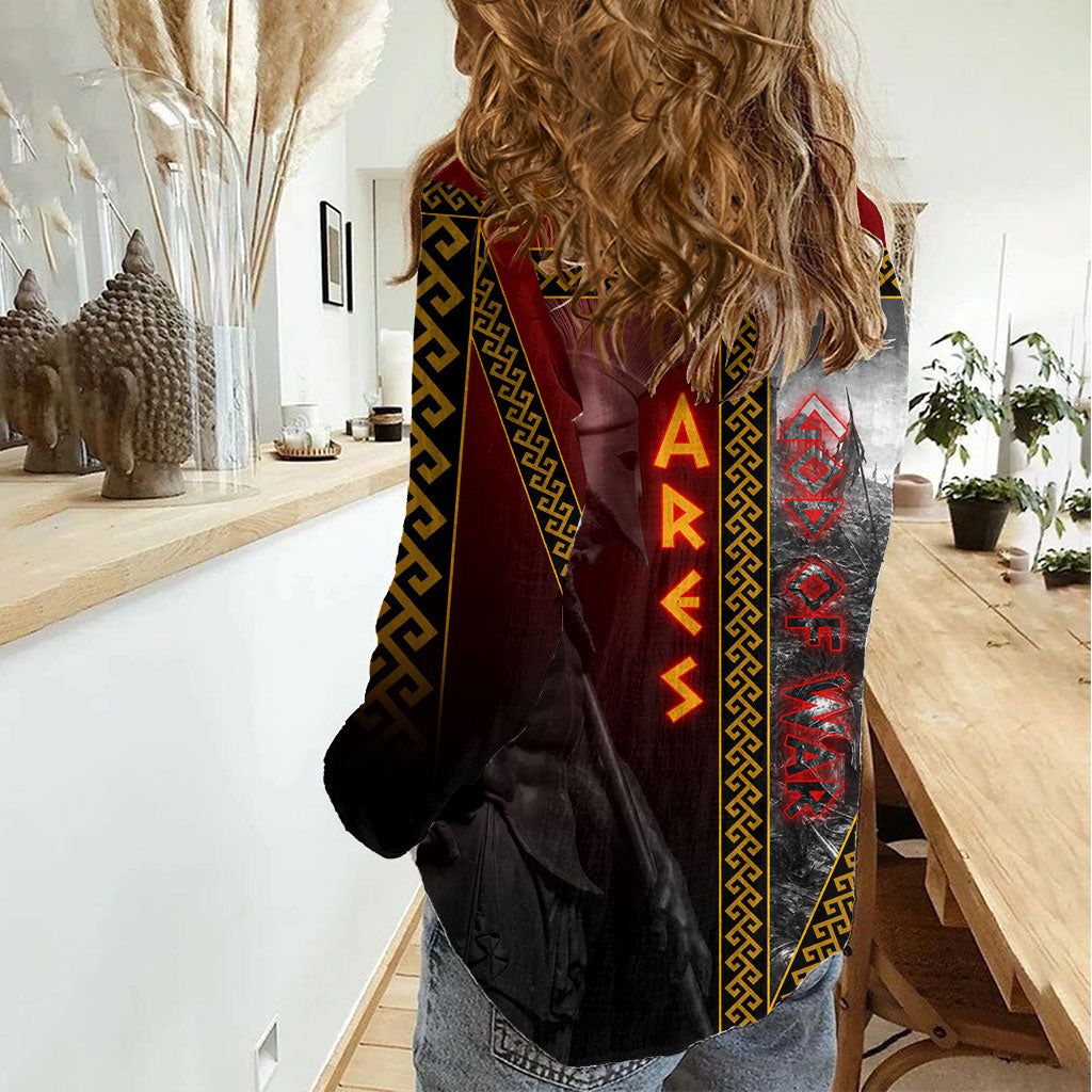 Ares Greek God Of War Women Casual Shirt Warrior Ancient Greek Mythology Art