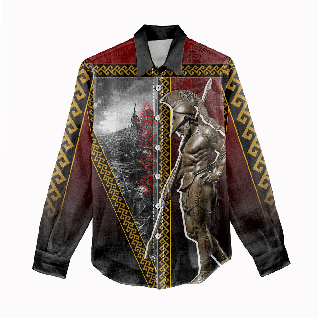 Ares Greek God Of War Women Casual Shirt Warrior Ancient Greek Mythology Art
