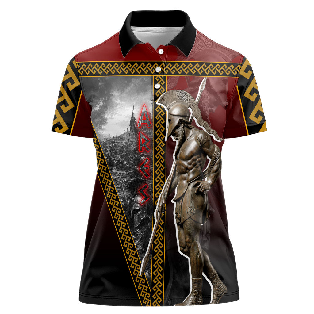 Ares Greek God Of War Women Polo Shirt Warrior Ancient Greek Mythology Art