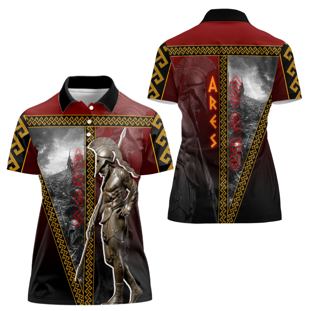 Ares Greek God Of War Women Polo Shirt Warrior Ancient Greek Mythology Art