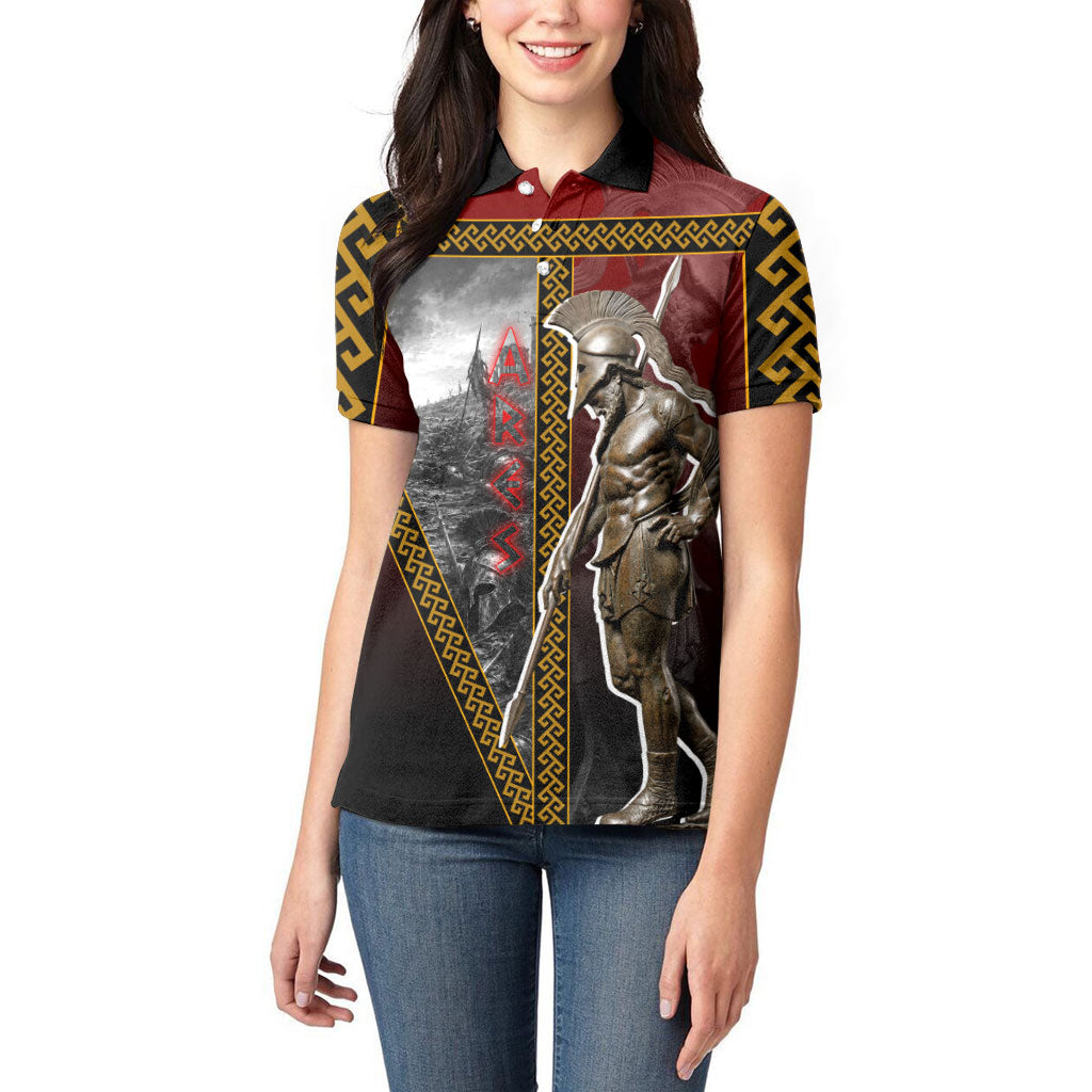 Ares Greek God Of War Women Polo Shirt Warrior Ancient Greek Mythology Art