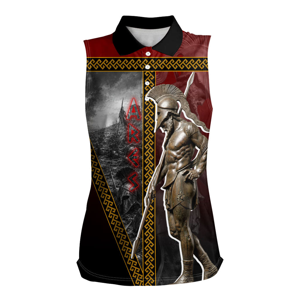Ares Greek God Of War Women Sleeveless Polo Shirt Warrior Ancient Greek Mythology Art