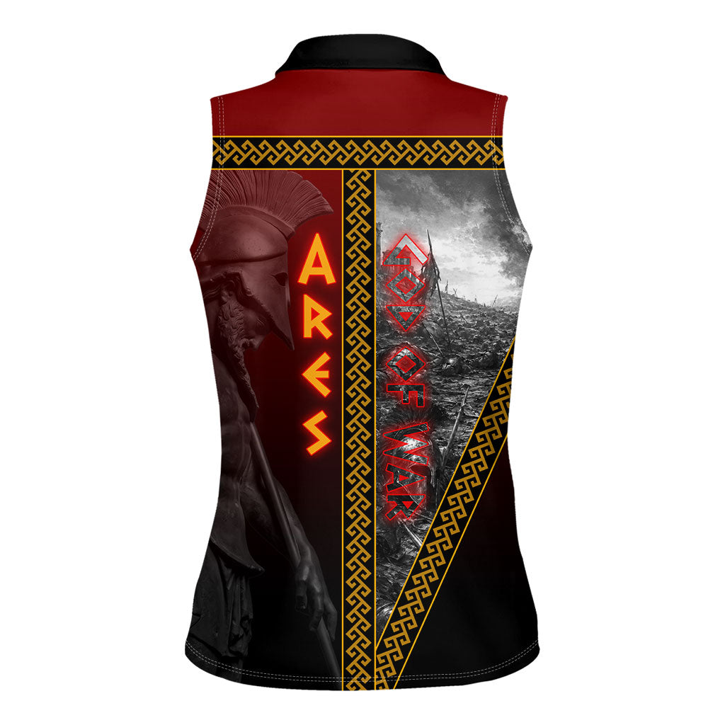 Ares Greek God Of War Women Sleeveless Polo Shirt Warrior Ancient Greek Mythology Art