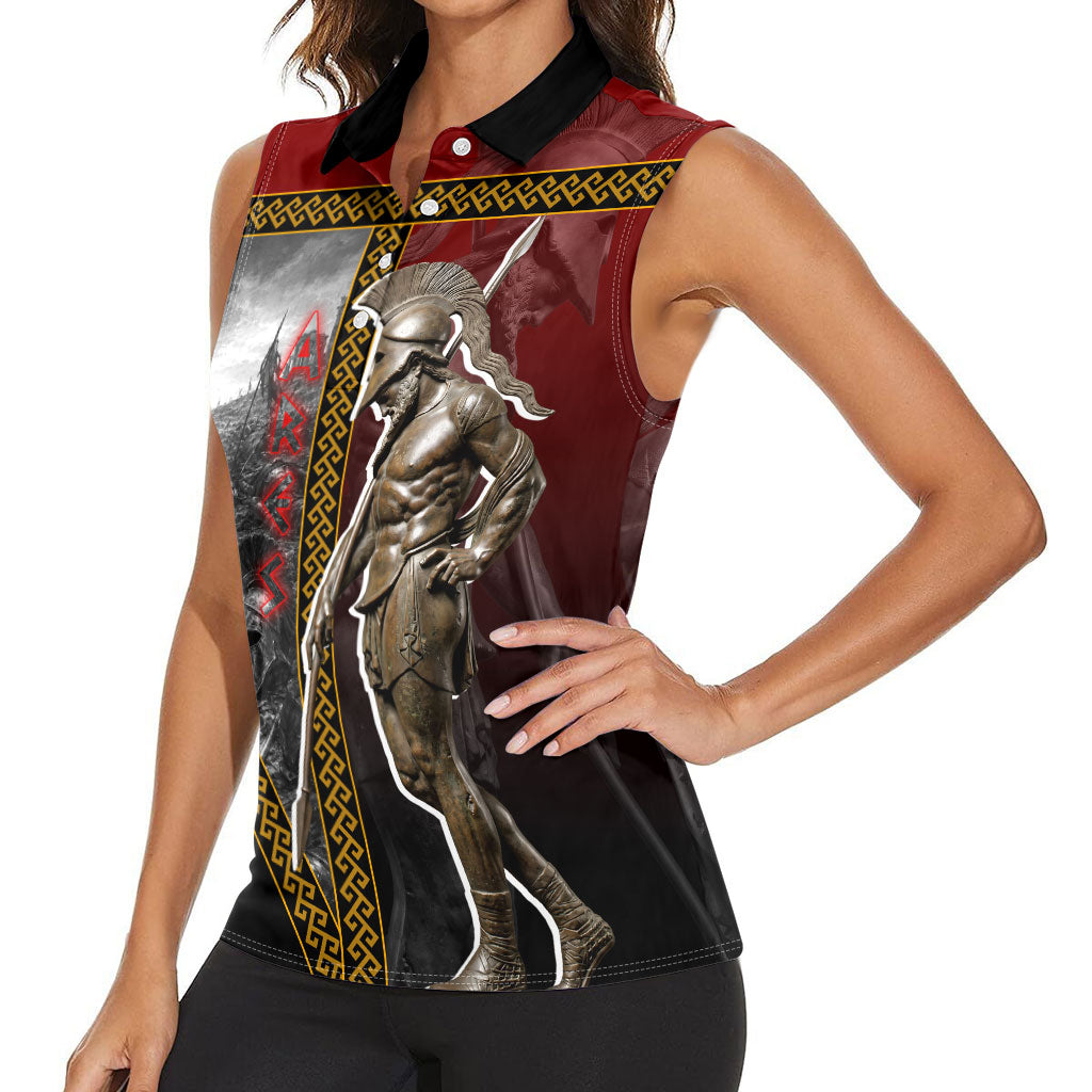 Ares Greek God Of War Women Sleeveless Polo Shirt Warrior Ancient Greek Mythology Art