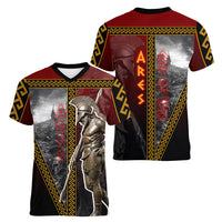 Ares Greek God Of War Women V-Neck T-Shirt Warrior Ancient Greek Mythology Art