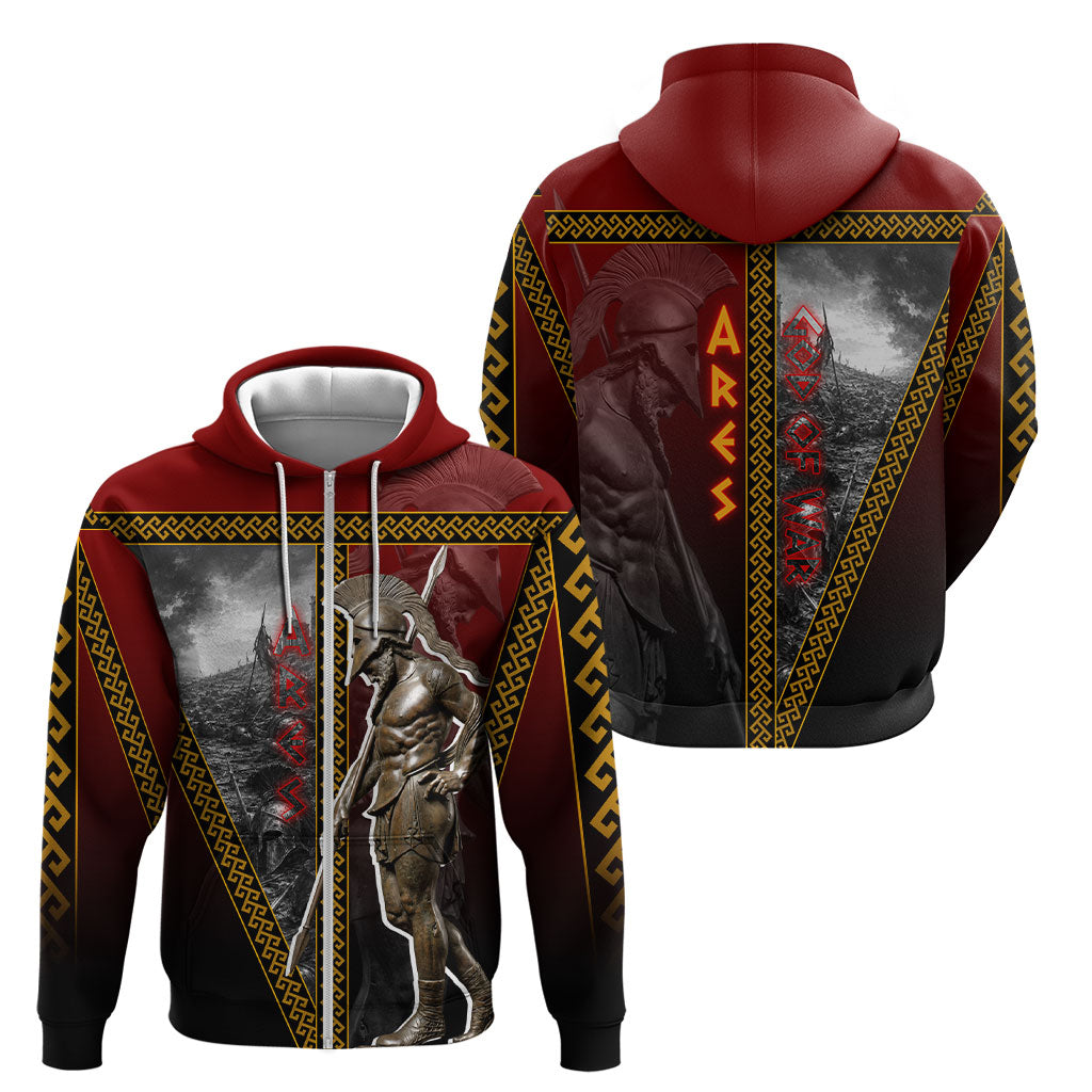 Ares Greek God Of War Zip Hoodie Warrior Ancient Greek Mythology Art