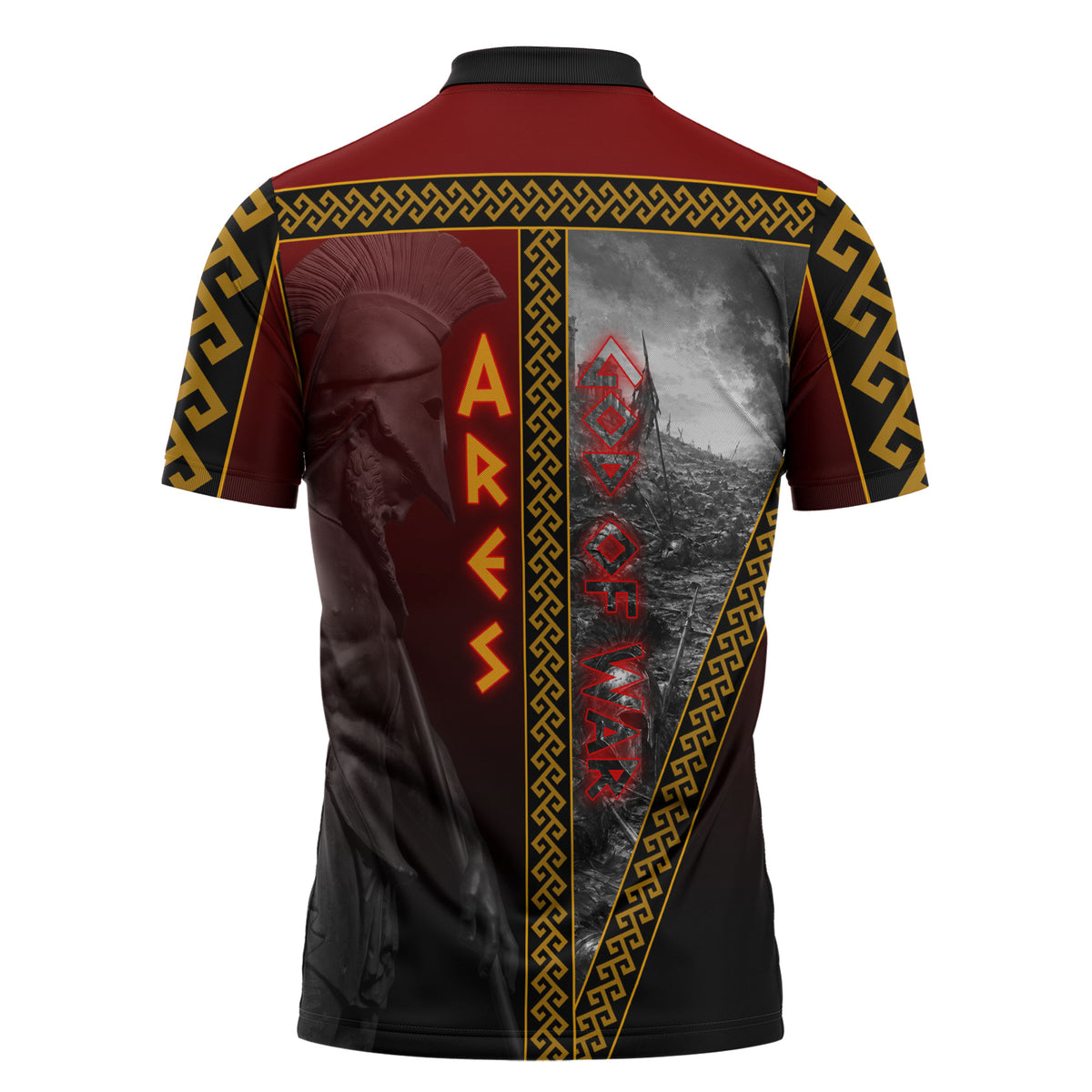 Ares Greek God Of War Zipper Polo Shirt Warrior Ancient Greek Mythology Art