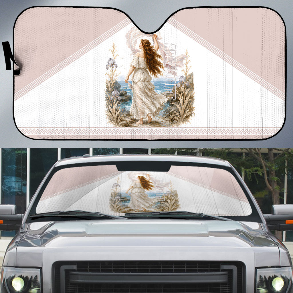 Aphrodite Greek Goddess Auto Sun Shade Classical Mythology Vintage Art Ocean Scene
